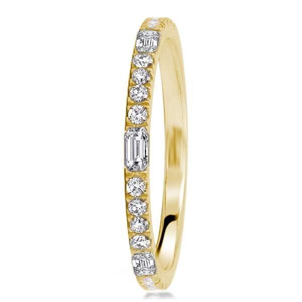 1.50 CT. TW. Half Eternity Baguette Wedding Band in 18K Gold Plated Sterling Silver