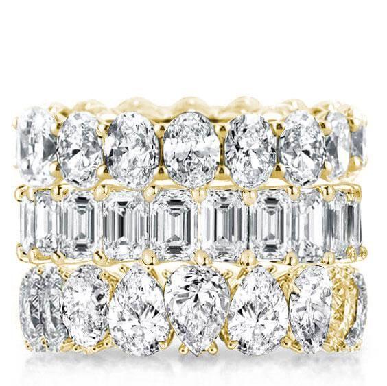 Stackable Wedding Band Set - 18K Gold Plated Sterling Silver - 14.75 CT. TW.
