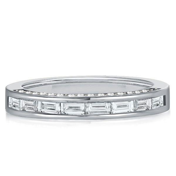Channel Set Baguette Cut Wedding Band Ring in Sterling Silver