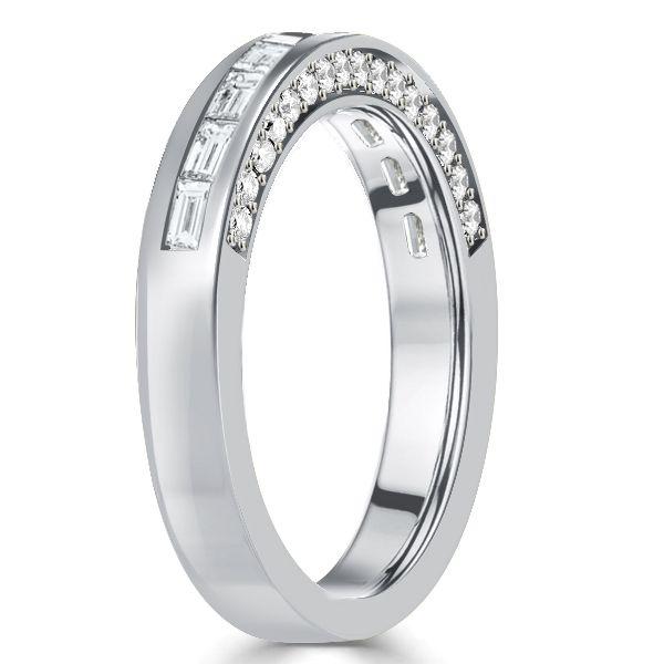 Channel Set Baguette Cut Wedding Band Ring in Sterling Silver