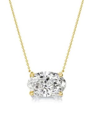 18K Gold Plated Oval Cut Pendant Necklace with 3.00 CT. TW Stones