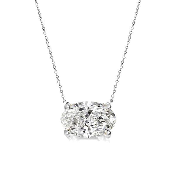 18K Gold Plated Oval Cut Pendant Necklace with 3.00 CT. TW Stones