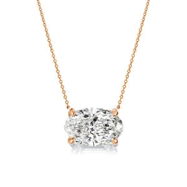 18K Gold Plated Oval Cut Pendant Necklace with 3.00 CT. TW Stones