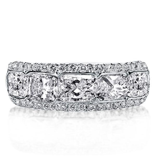 Halo Radiant Created White Sapphire Wedding Band - 925 Sterling Silver