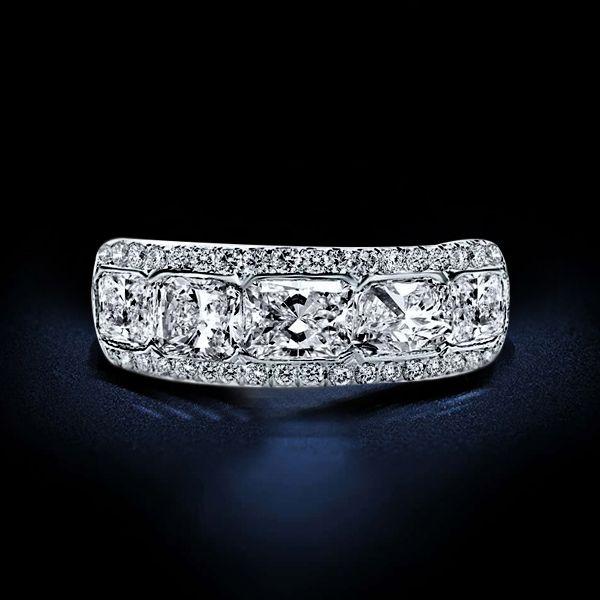 Halo Radiant Created White Sapphire Wedding Band - 925 Sterling Silver