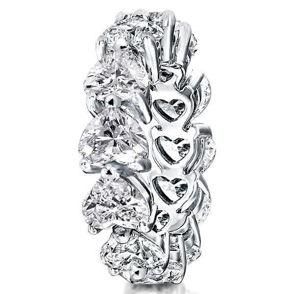 Eternity Heart Created White Sapphire Wedding Band in Sterling Silver