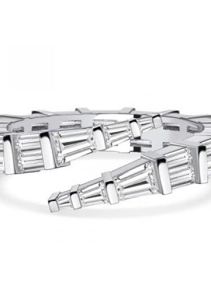 Baguette Cut Sterling Silver Bypass Ring - Travel & Wedding Jewelry