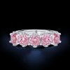 Five Stone Pink Sapphire Wedding Band in Sterling Silver with Cushion Cut Stones