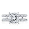 Sterling Silver Double Row White Sapphire Engagement Ring Wedding Band Set