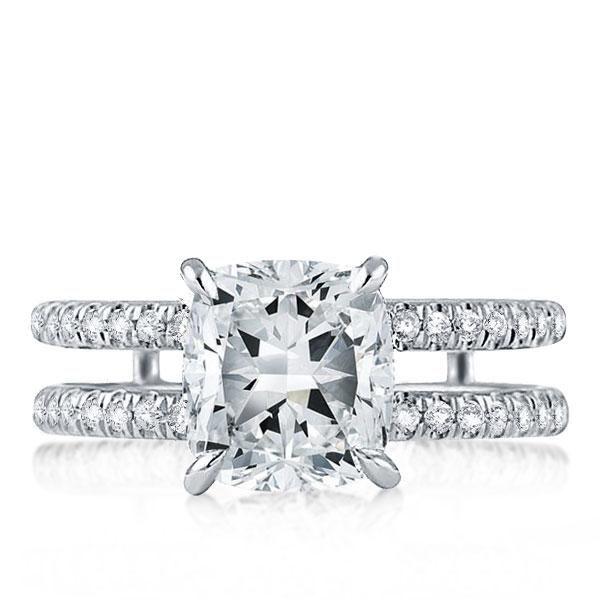 Sterling Silver Double Row White Sapphire Engagement Ring Wedding Band Set