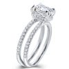 Sterling Silver Double Row White Sapphire Engagement Ring Wedding Band Set