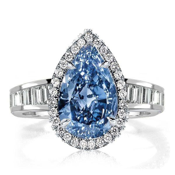 Pear Cut Halo Engagement Ring - 925 Sterling Silver, 3.40 CT Center Stone