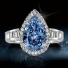 Pear Cut Halo Engagement Ring - 925 Sterling Silver, 3.40 CT Center Stone