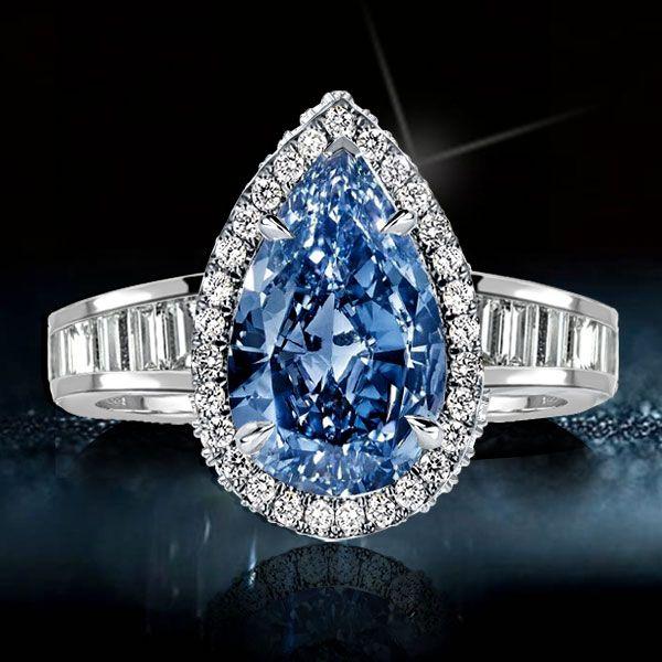 Pear Cut Halo Engagement Ring - 925 Sterling Silver, 3.40 CT Center Stone