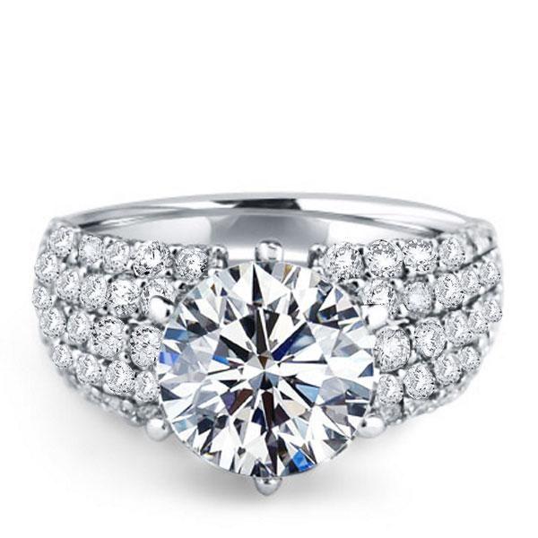 Sterling Silver Pave Created Sapphire Engagement Ring
