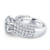 Sterling Silver Pave Created Sapphire Engagement Ring