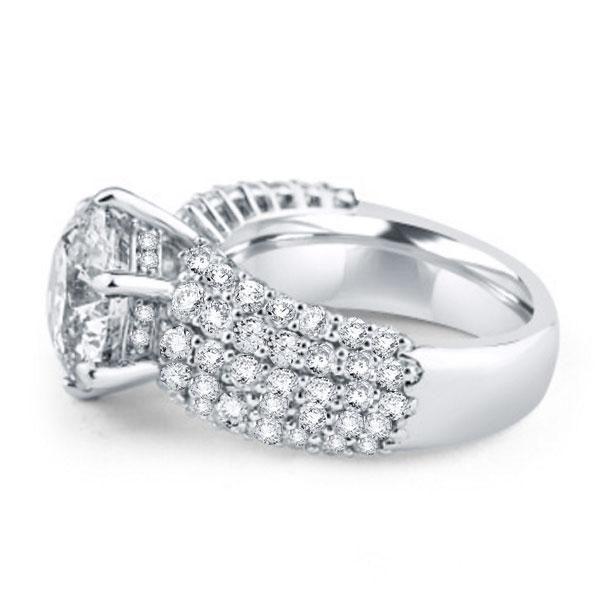 Sterling Silver Pave Created Sapphire Engagement Ring