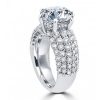 Sterling Silver Pave Created Sapphire Engagement Ring