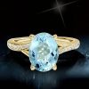 18K Gold Plated Sterling Silver Oval Aquamarine Bypass Engagement Ring