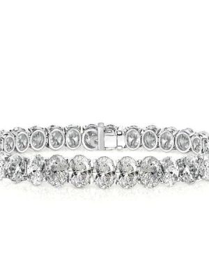 Classic Oval Tennis Bracelet in 925 Sterling Silver with 15.00 CT. TW Stones