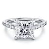 Classic Princess Cut Created White Sapphire Engagement Ring in Rhodium Plated Sterling Silver
