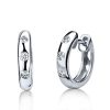 White Sapphire Sterling Silver Gypsy Hoop Earrings