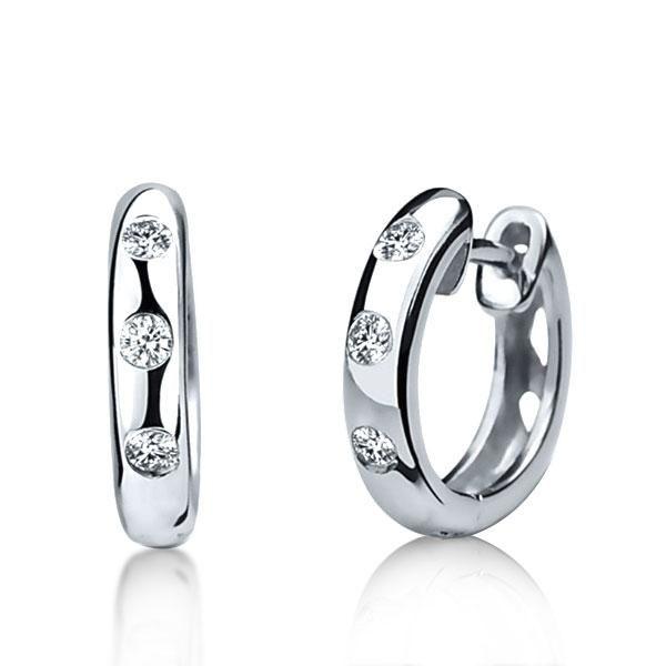 White Sapphire Sterling Silver Gypsy Hoop Earrings