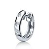 White Sapphire Sterling Silver Gypsy Hoop Earrings