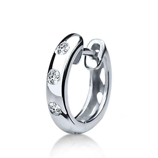 White Sapphire Sterling Silver Gypsy Hoop Earrings