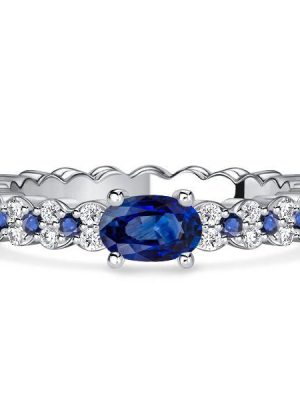 Oval Blue Sapphire Ring - 925 Sterling Silver Simple Ring (1.40 CT. TW.)