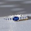 Oval Blue Sapphire Ring - 925 Sterling Silver Simple Ring (1.40 CT. TW.)