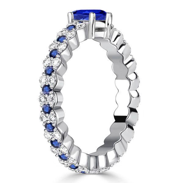 Oval Blue Sapphire Ring - 925 Sterling Silver Simple Ring (1.40 CT. TW.)