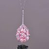 Pink Pear Drop Sterling Silver Necklace for Women - Rhodium Plated