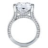 Split Shank Emerald Cut Engagement Ring in Rhodium Plated 925 Sterling Silver