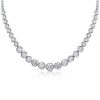 Classic Bezel Round Cut Tennis Necklace in Rhodium-Plated 925 Sterling Silver