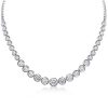 Classic Bezel Round Cut Tennis Necklace in Rhodium-Plated 925 Sterling Silver