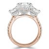Two-Tone Radiant Cut Three Stone Engagement Ring in Sterling Silver