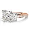 Two-Tone Radiant Cut Three Stone Engagement Ring in Sterling Silver