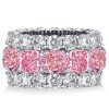 Cushion Cut Pink Wedding Band for Women - 925 Sterling Silver
