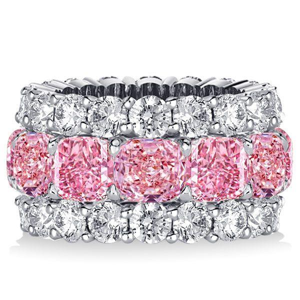 Cushion Cut Pink Wedding Band for Women - 925 Sterling Silver