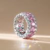 Cushion Cut Pink Wedding Band for Women - 925 Sterling Silver