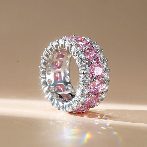 Cushion Cut Pink Wedding Band for Women - 925 Sterling Silver