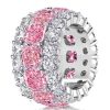 Cushion Cut Pink Wedding Band for Women - 925 Sterling Silver
