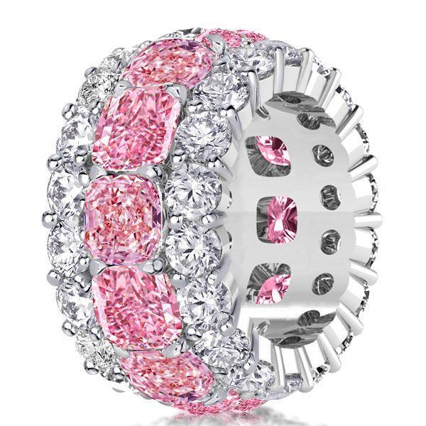 Cushion Cut Pink Wedding Band for Women - 925 Sterling Silver