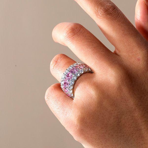 Cushion Cut Pink Wedding Band for Women - 925 Sterling Silver