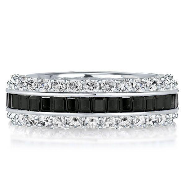 Black Baguette CZ Eternity Wedding Band in Sterling Silver - Available in Silver, Gold & Rose Gold