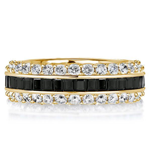 Black Baguette CZ Eternity Wedding Band in Sterling Silver - Available in Silver, Gold & Rose Gold