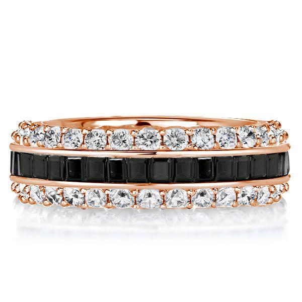 Black Baguette CZ Eternity Wedding Band in Sterling Silver - Available in Silver, Gold & Rose Gold
