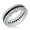 Black Baguette CZ Eternity Wedding Band in Sterling Silver - Available in Silver, Gold & Rose Gold