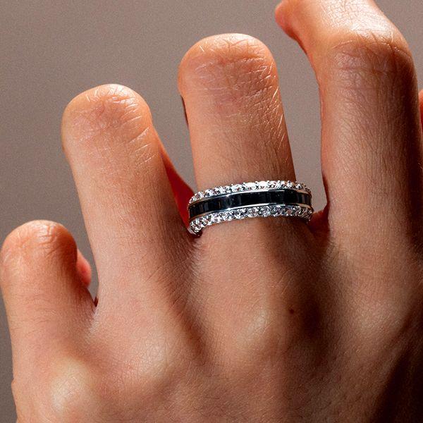 Black Baguette CZ Eternity Wedding Band in Sterling Silver - Available in Silver, Gold & Rose Gold